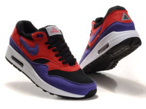 Кроссовки Nike Air Max 87 красно-фиолетовые с черным женские - фото спереди и сзади