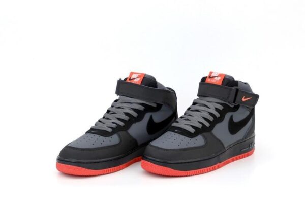 Nike Air Force 1 Mid 07 серые с черным кожаные мужские (40-44)